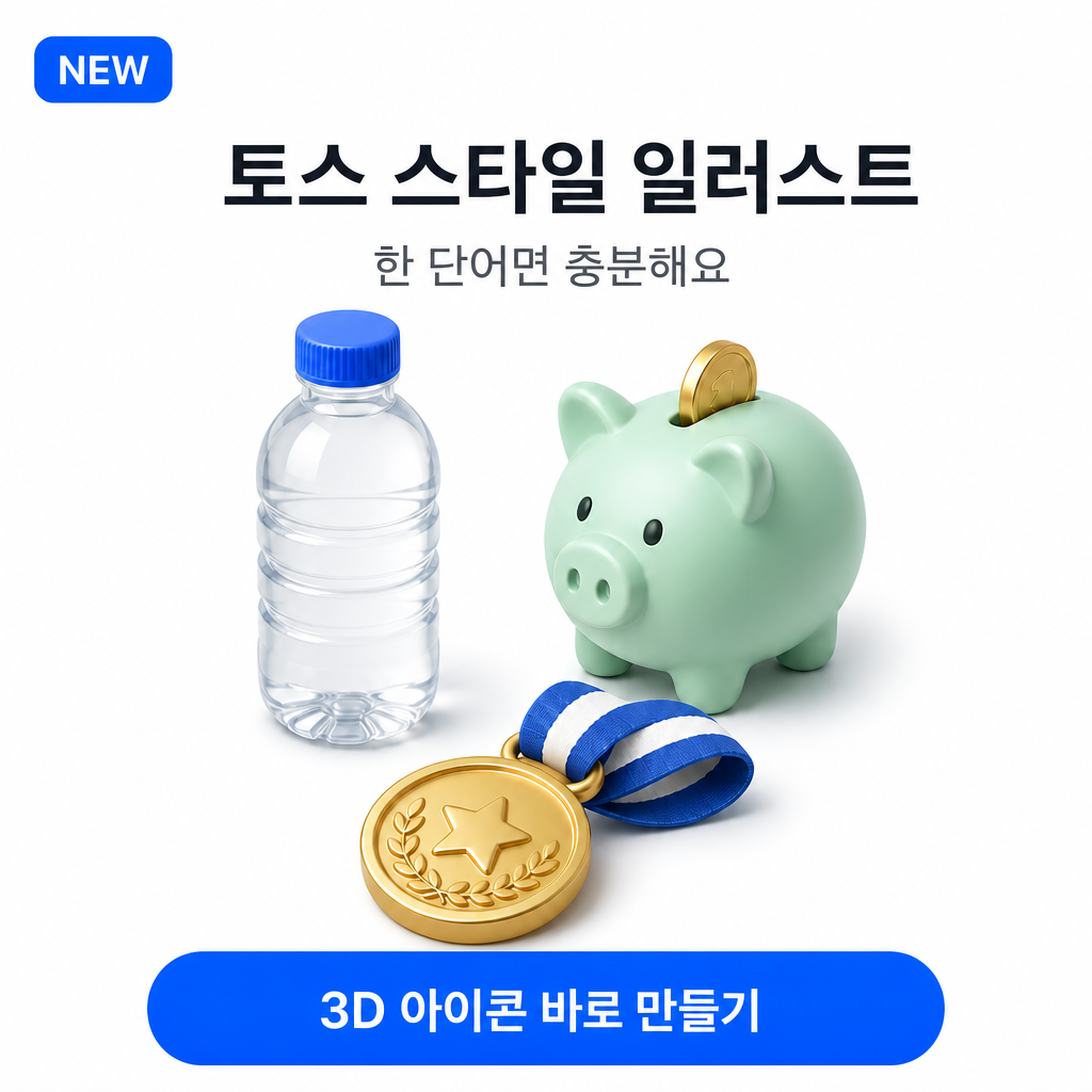 한 단어만 입력하면 토스 느낌 3D 아이콘이 나옵니다